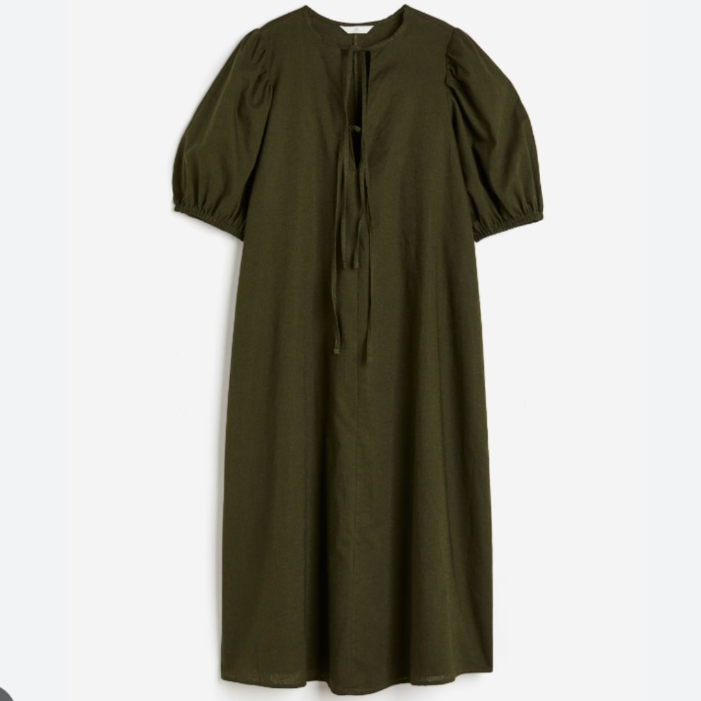 H&M Tie-Detail Linen-Blend Dress - Nwot